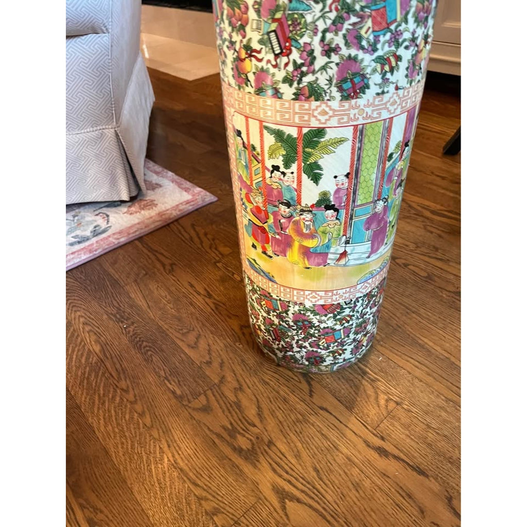 Chinese Rose Medallion Porcelain Umbrella Stand