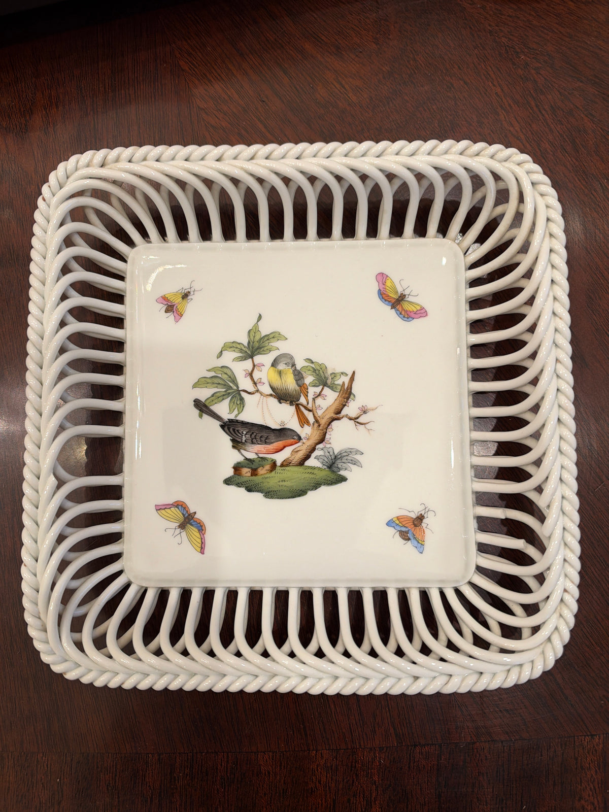 Herend Rothschild Bird Porcelain Reticulated Square Tray Pls Review Photos
