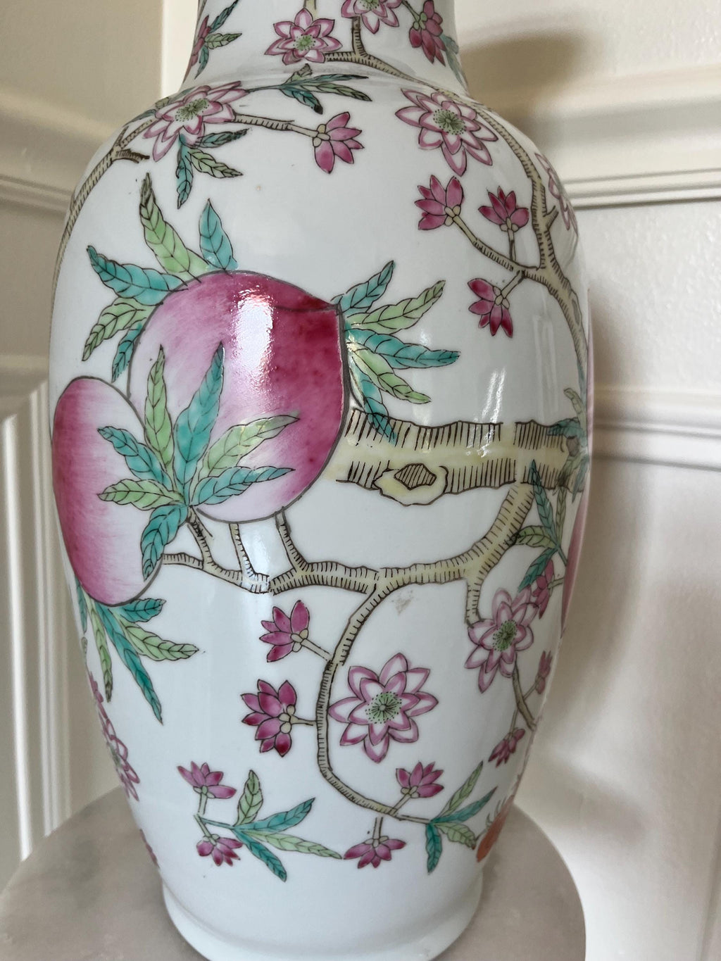 Chinese Pink Peach Blossom Porcelain Vase 18 inches Large