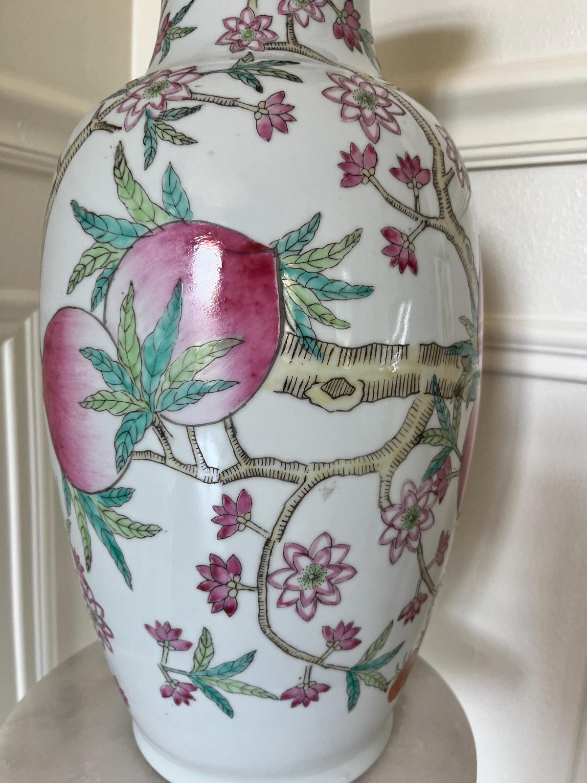 Chinese Pink Peach Blossom Porcelain Vase 18 inches Large