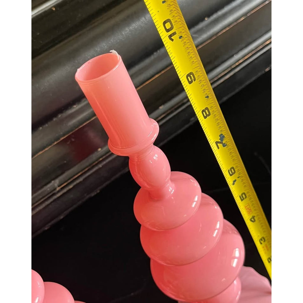 Pair of Pink Glass Candlesticks