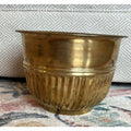 Vintage Brass Ribbed Planter Cachepot