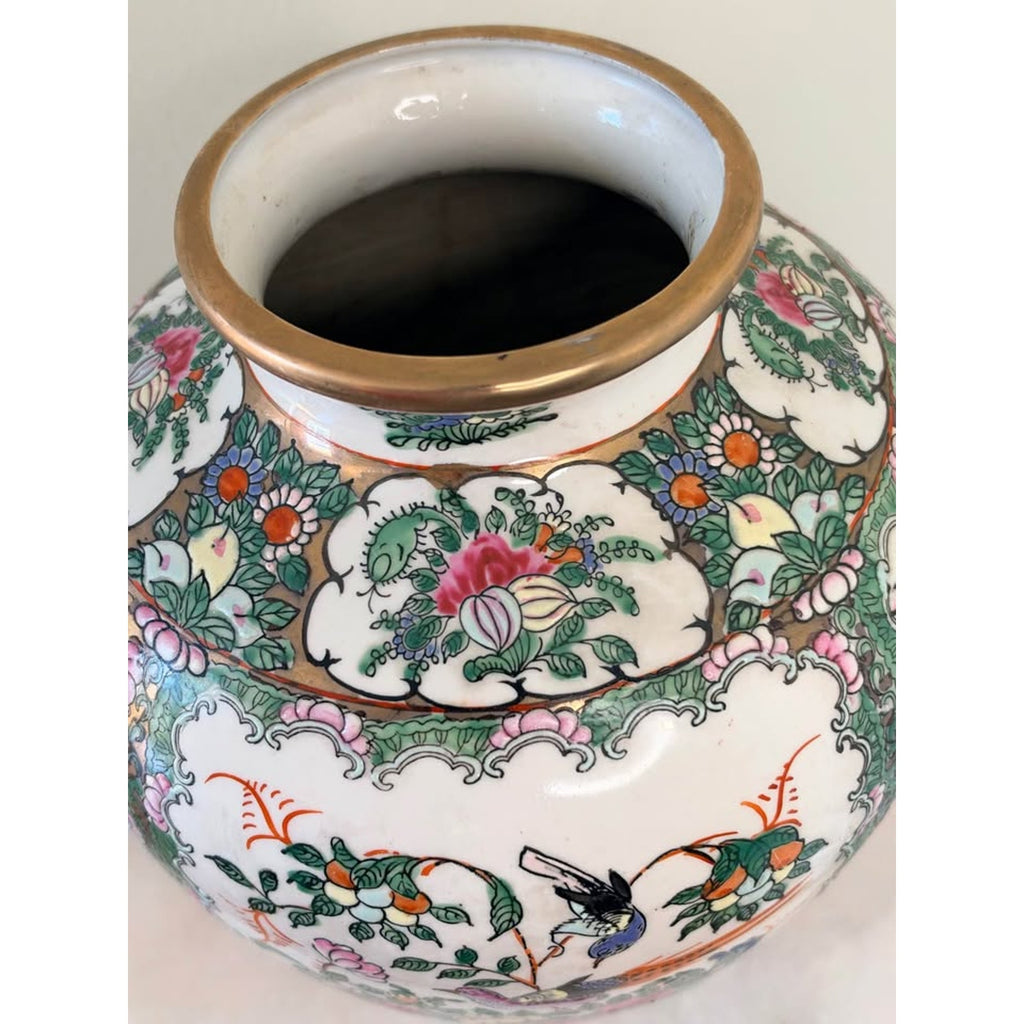 Vintage Chinese Famille Rose Porcelain Vase with Bird & Floral Motif