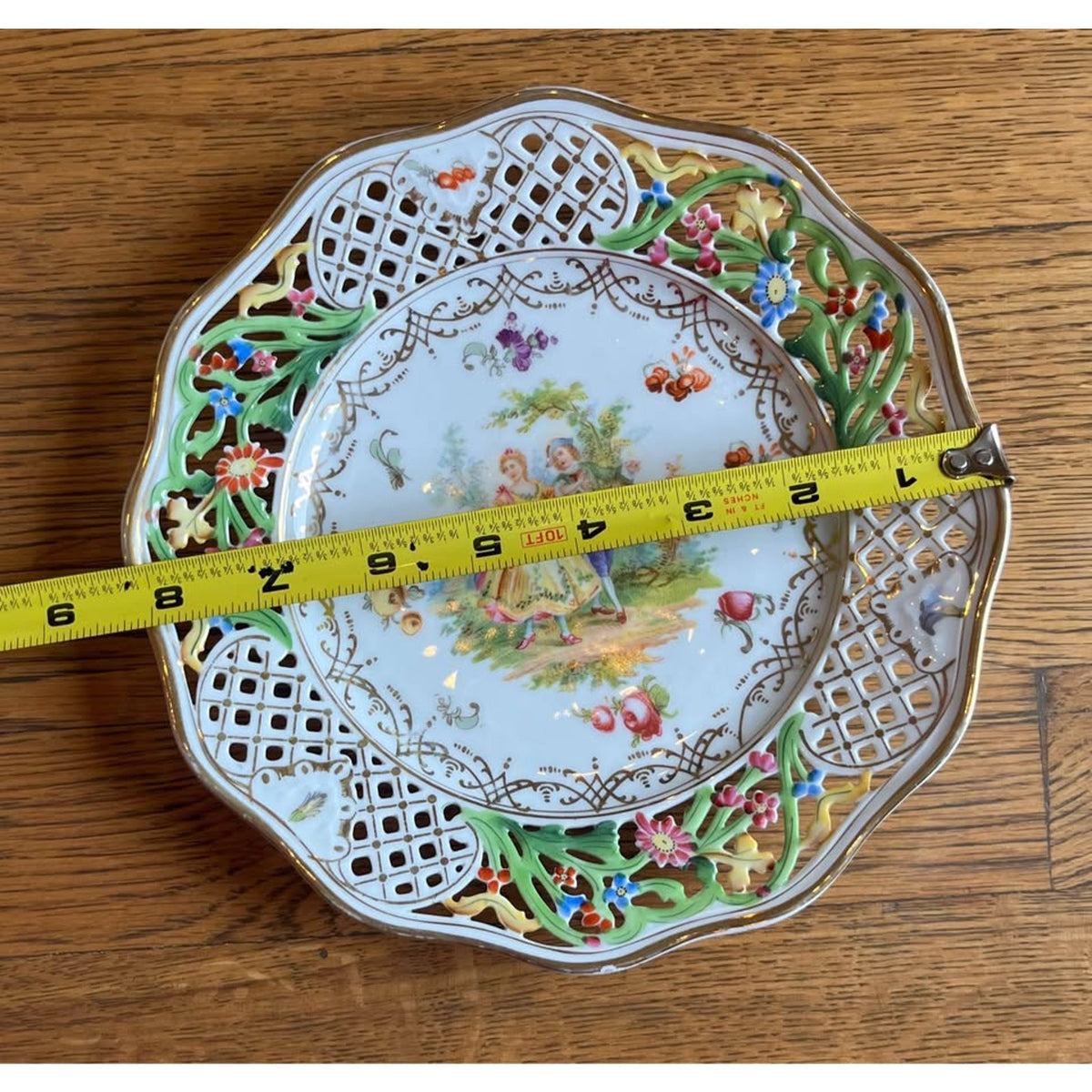 Royal Dresden Germany Reticulated Courting Couple Plate