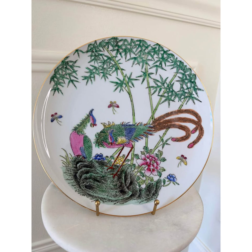 Vintage Chinese Famille Rose Porcelain Bird Motif Plate 10 inch