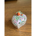 Sweet Porcelain Strawberry Heart Trinket Dish / Covered Box