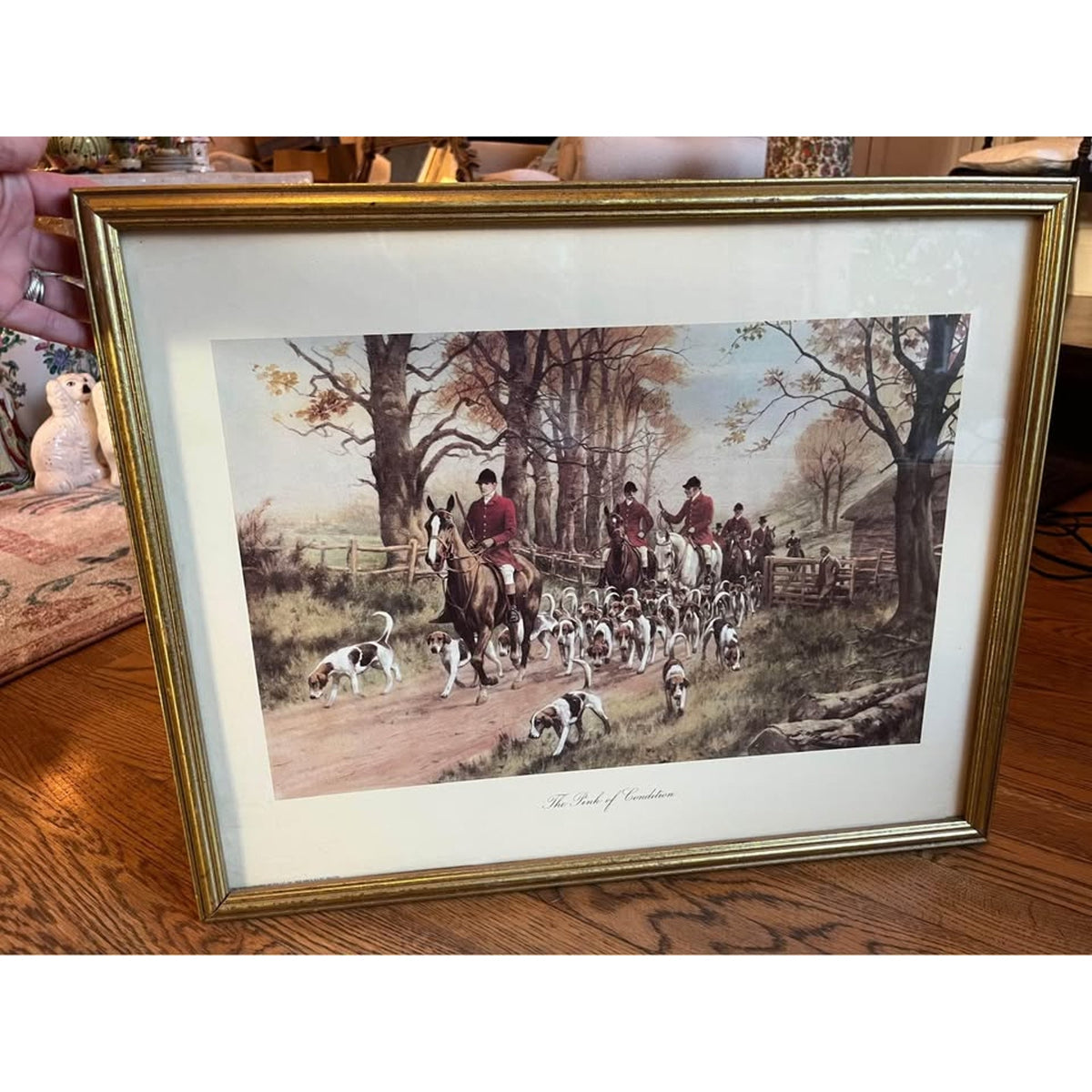 Vintage George Wright 'The Pink of Condition' Fox Hunt Framed Lithograph