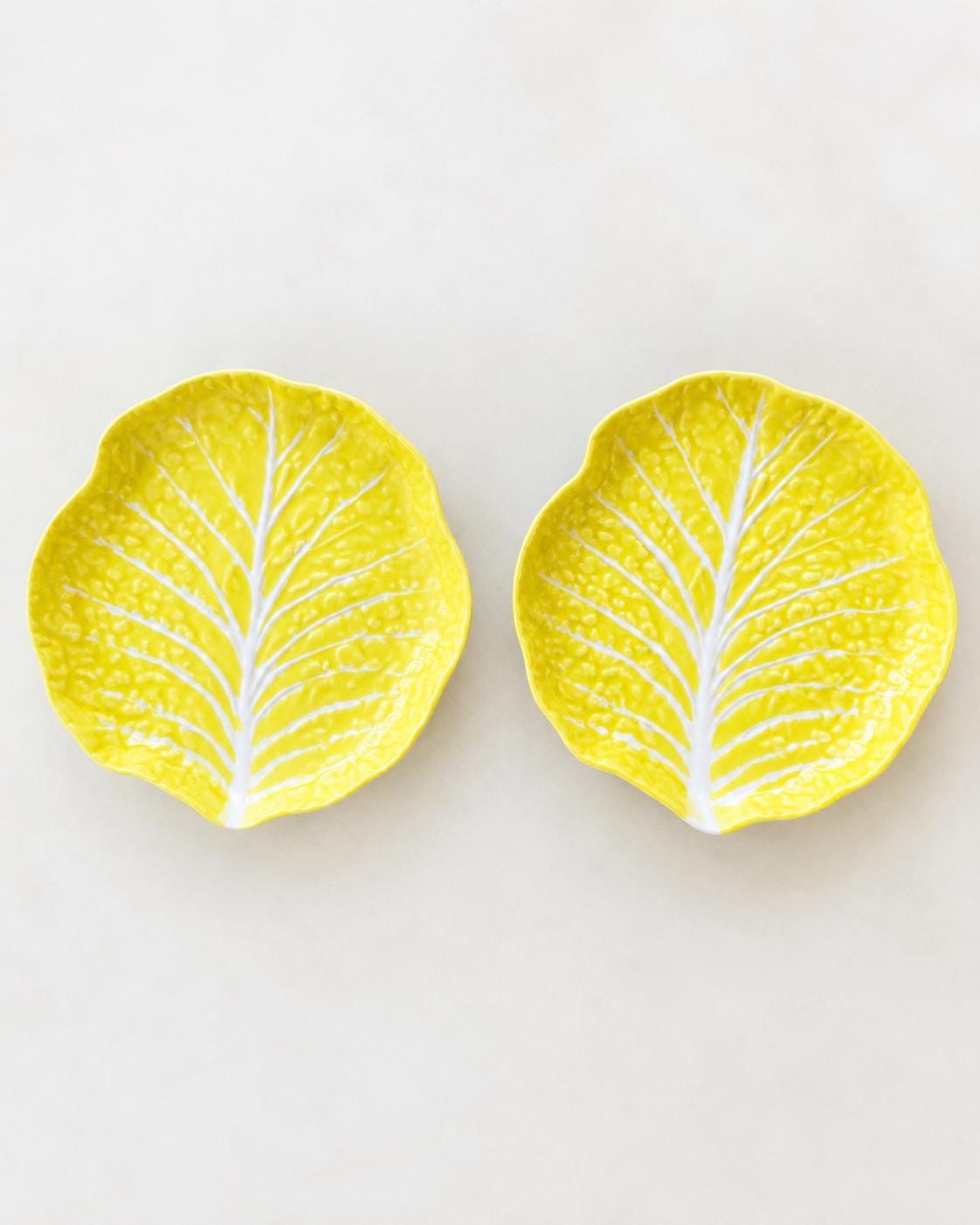 Pair of Vintage SECLA Portugal Yellow Cabbage Leaf Plates