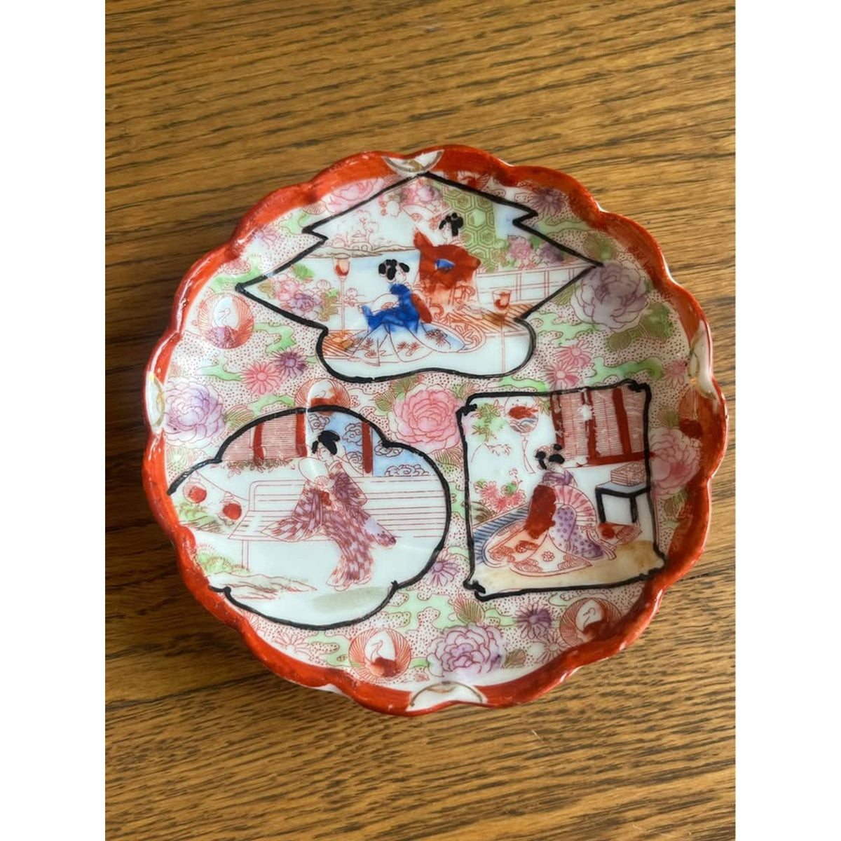 Vintage Japanese Kutani  Geisha Girl Porcelain Cup & Saucer Set