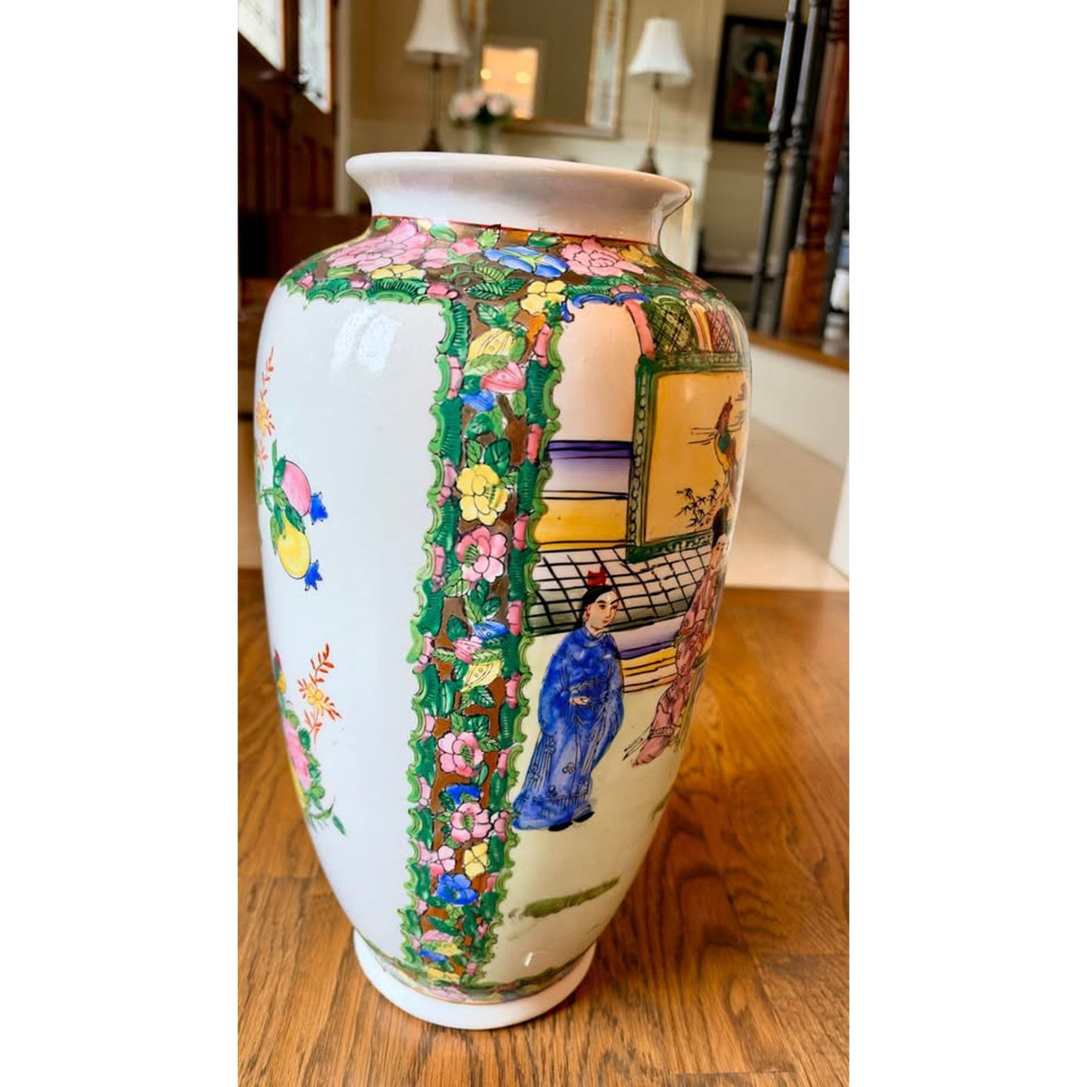 Large Vintage Chinese Famille Rose Porcelain Vase – 15” Chinoiserie