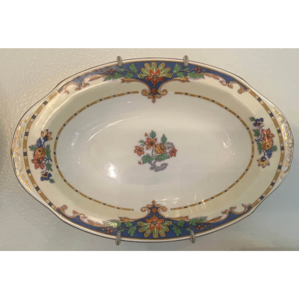 Antique W. H. Grindley & Co. Ltd. England Ivory Oval Floral Serving Dish