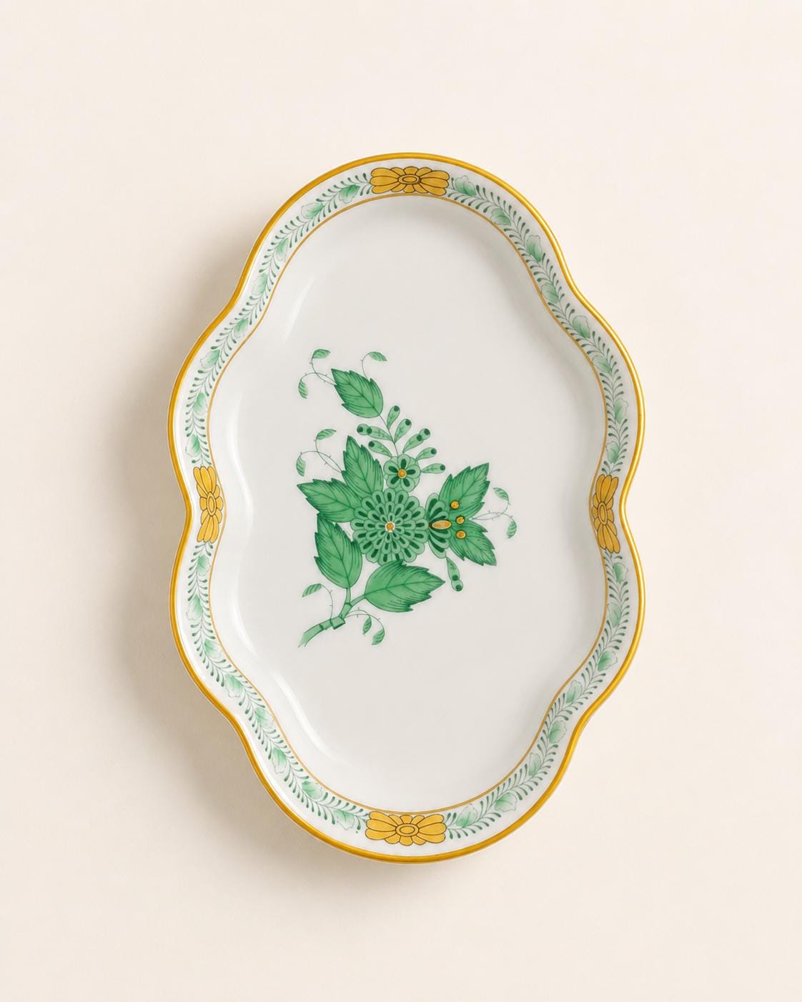 Herend Green Chinese Bouquet Porcelain Dish, Hungary