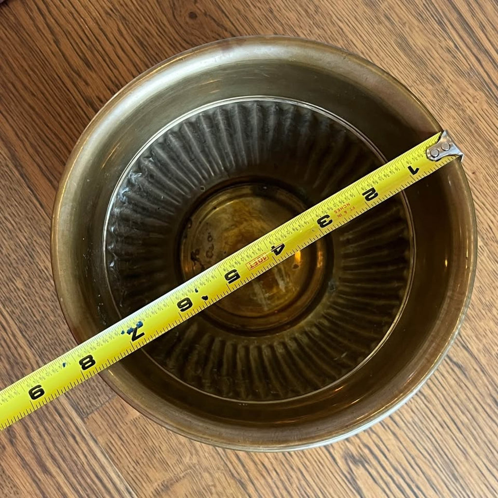 Vintage Brass Ribbed Planter Cachepot
