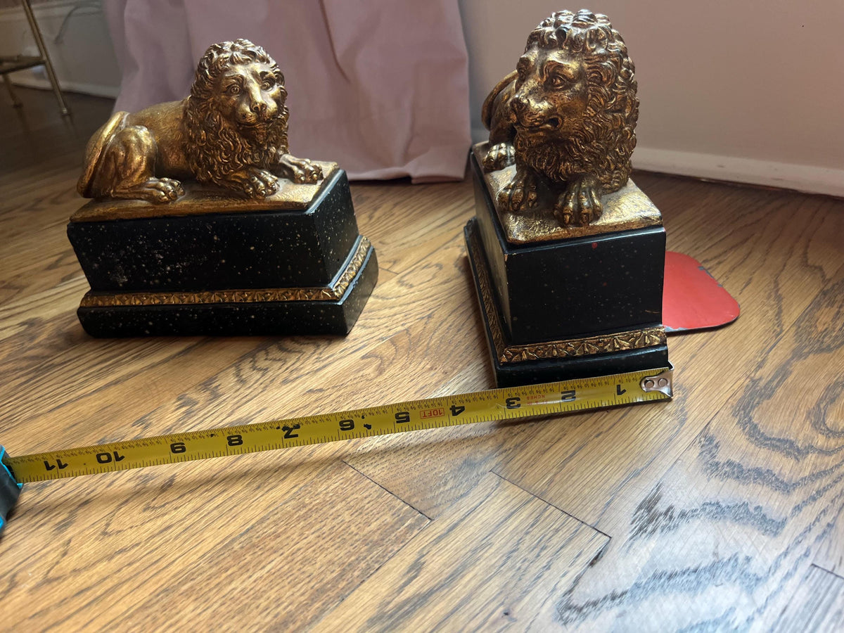 Pair of Vintage Borghese Gold Lion Bookends