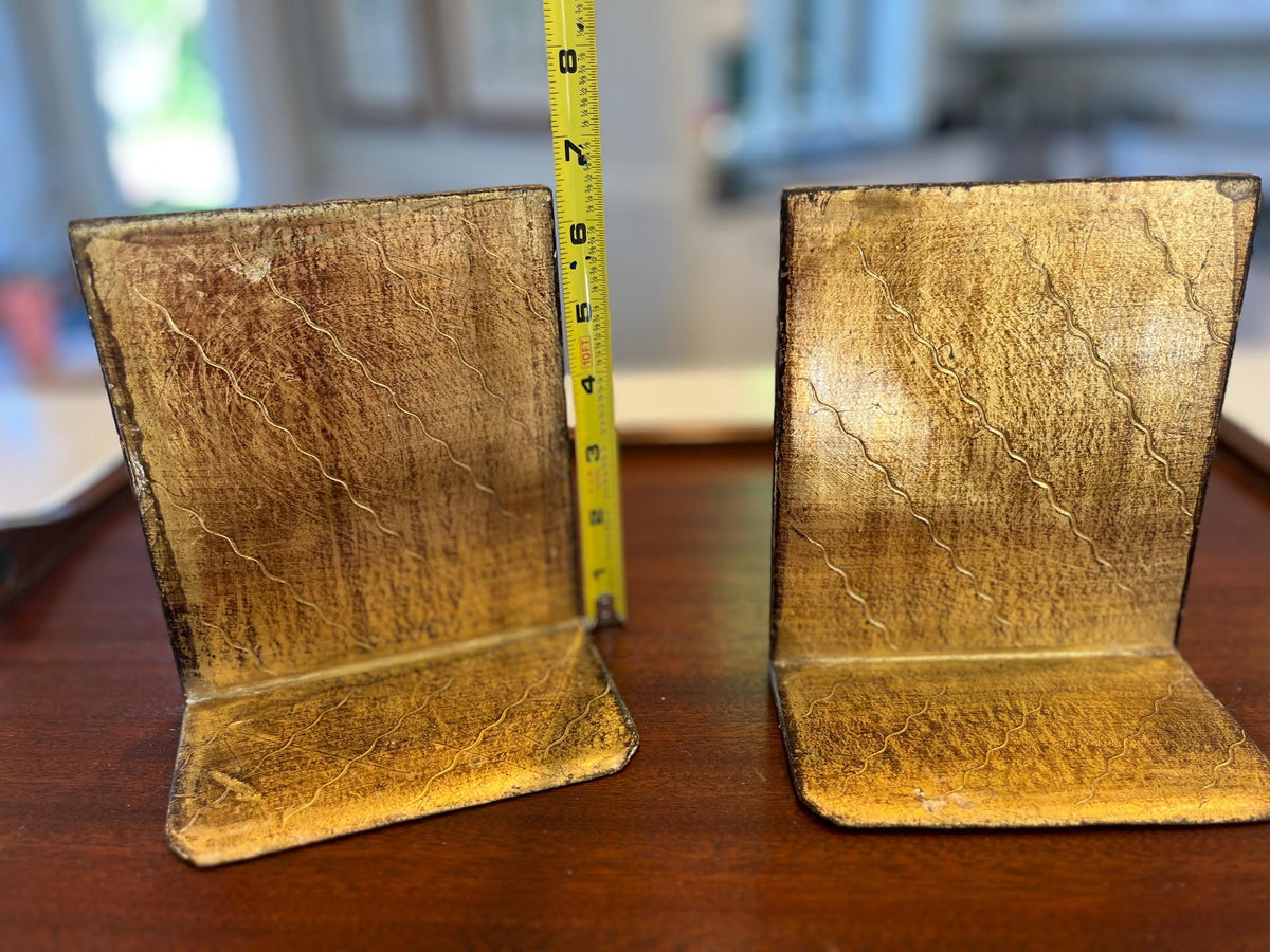 Pair Italian Florentine Gilt Wood Bookends