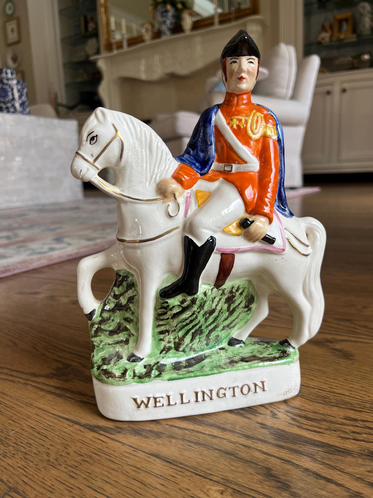 Antique Staffordshire Wellington Horse & Rider Figure