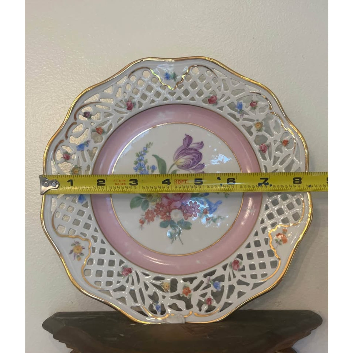 Pair of Vintage Schumann Bavaria Germany Reticulated Floral Plates