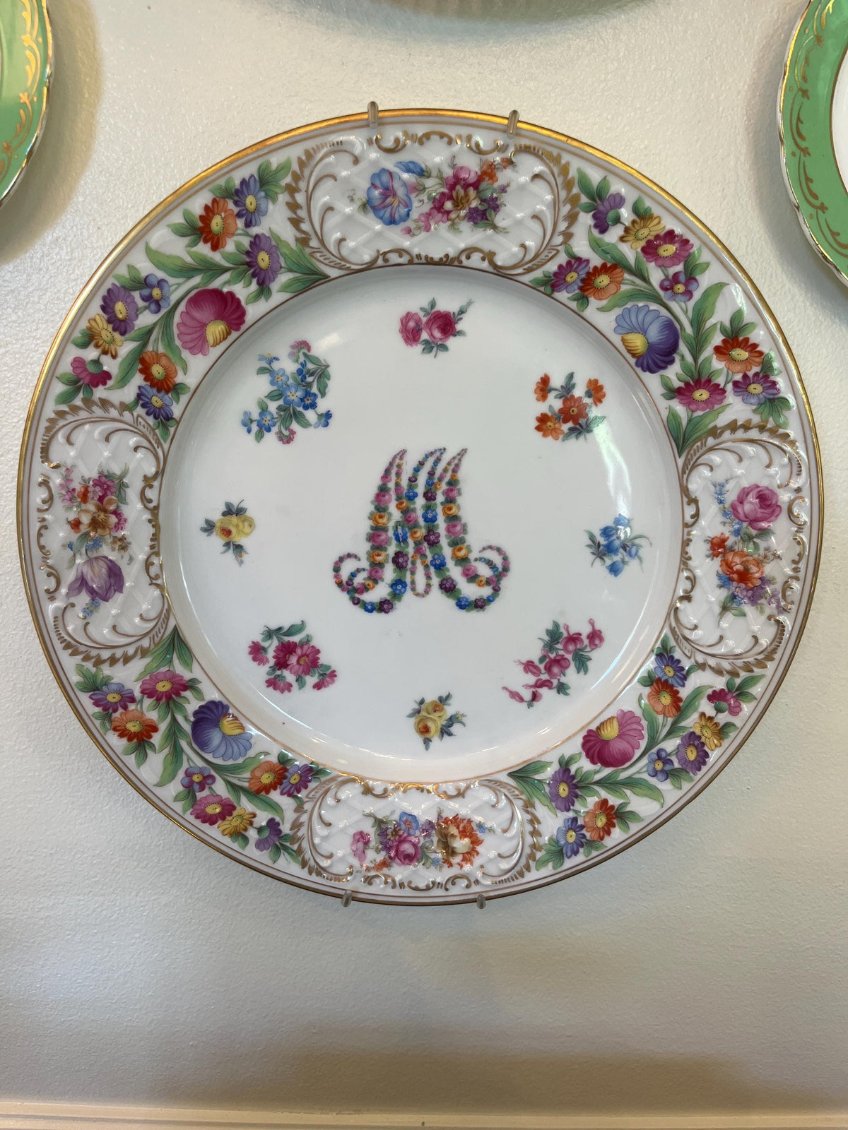 Antique Schumann Bavaria Dresden Floral Charger, Marie Antoinette