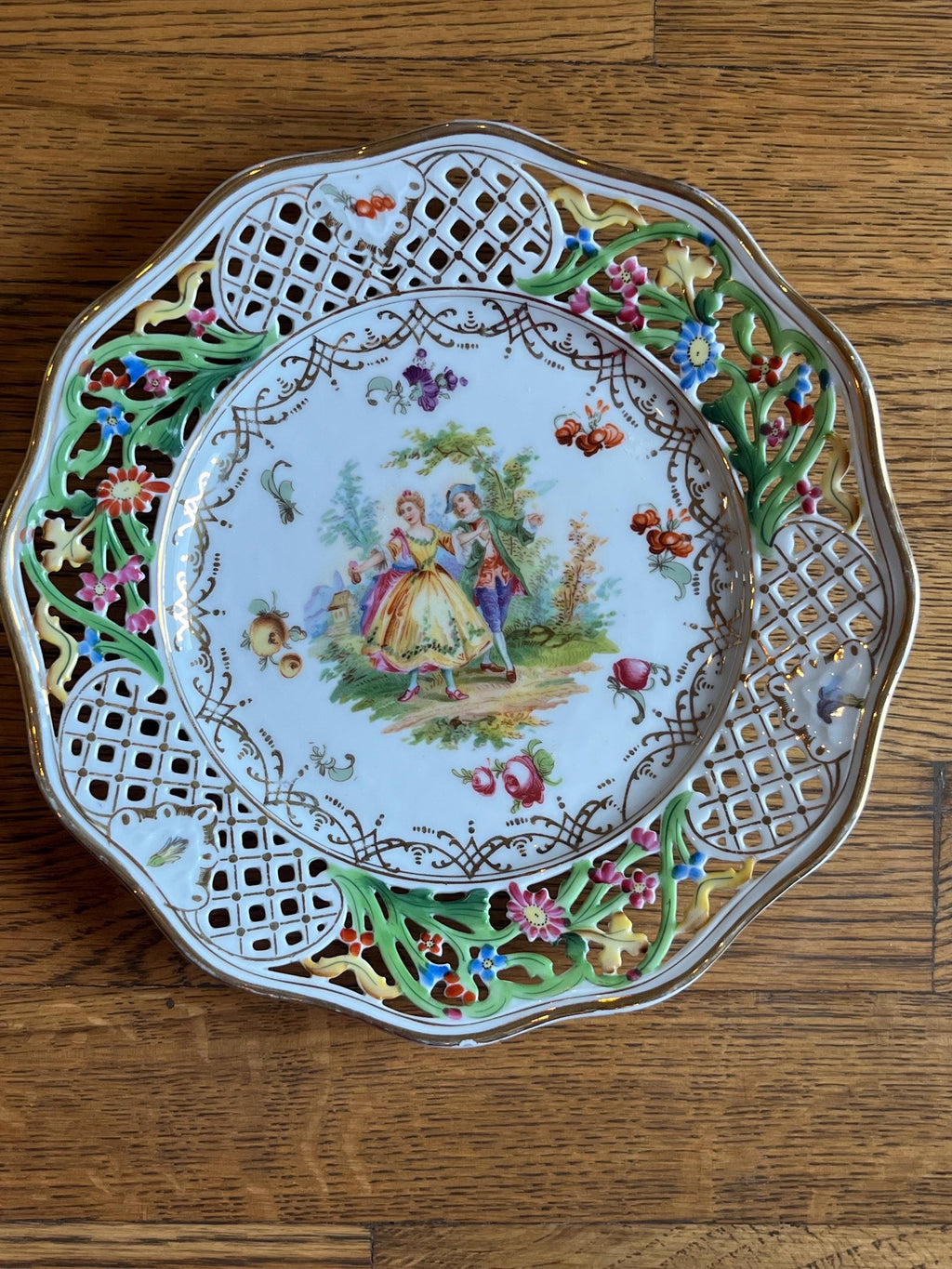 Royal Dresden Germany Reticulated Courting Couple Plate