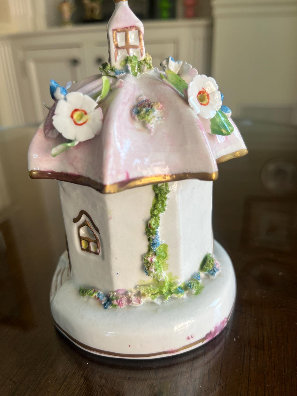 Vintage Staffordshire-Style Porcelain Cottage Pastille Burner
