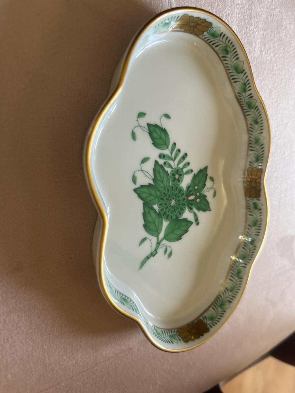 Herend Green Chinese Bouquet Porcelain Dish, Hungary