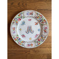 LARGE RARE PATTERN Dresden Schumann Bavaria Marie Antoinette Monogram Floral Cabinet Charge Plate