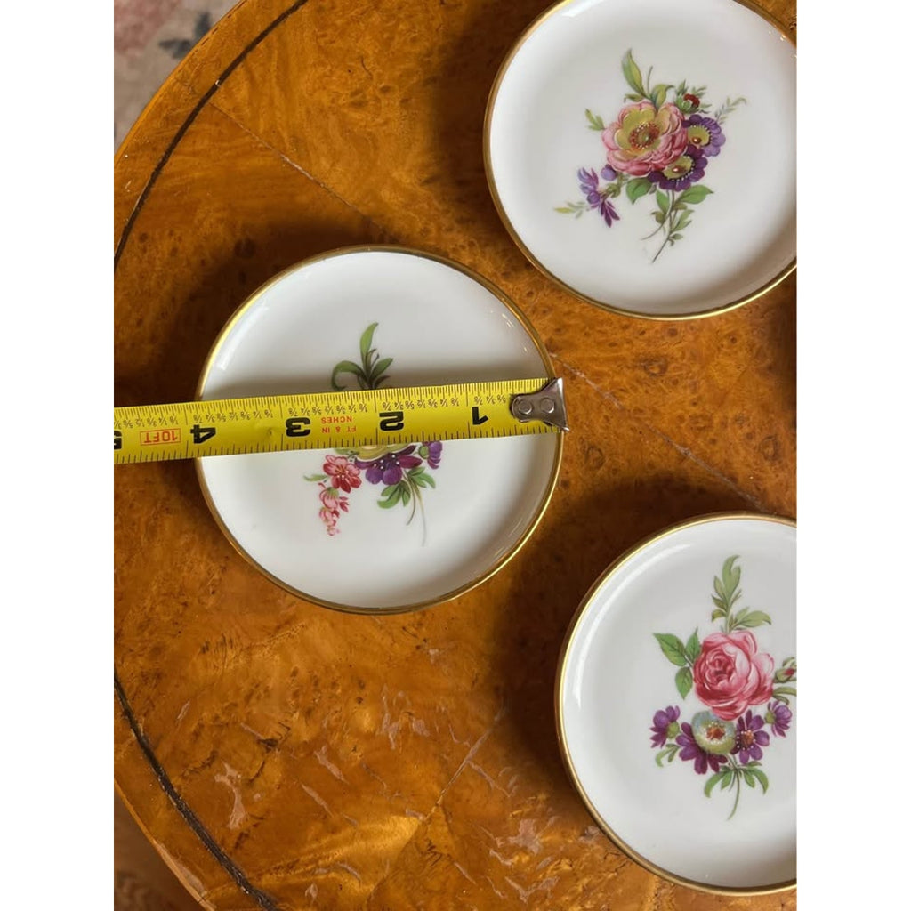 Kaiser Bavaria Floral Porcelain Butter Pat Dishes / Trinket Dishes / Coasters - Set of 4