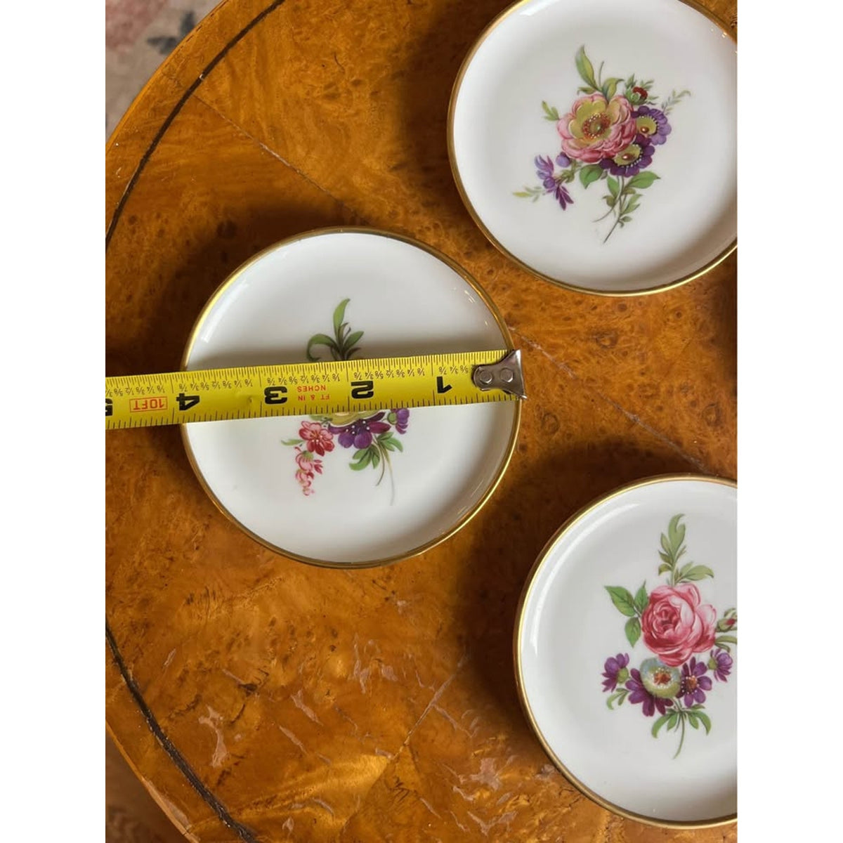 Kaiser Bavaria Floral Porcelain Butter Pat Dishes / Trinket Dishes / Coasters - Set of 4