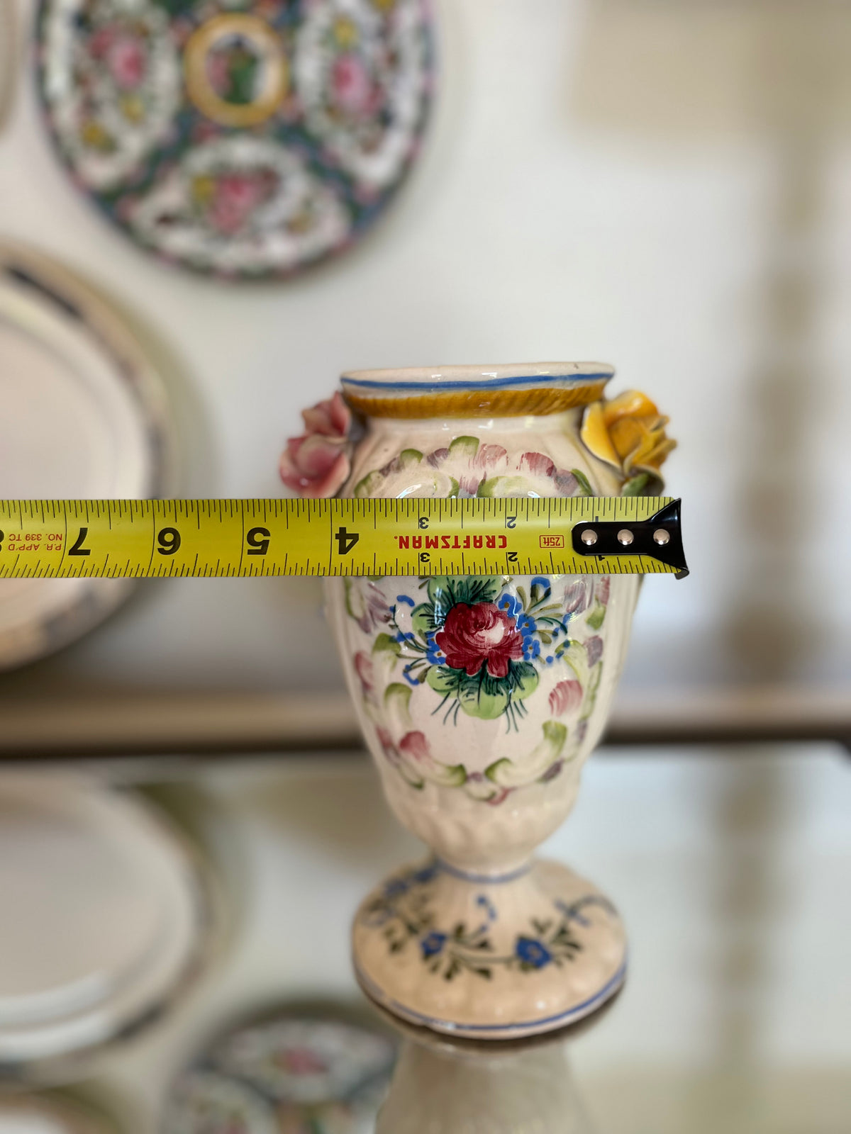 PAIR OF VINTAGE CAPODIMONTE FLORAL VASES