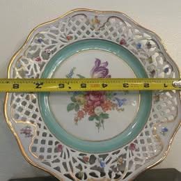 Pair of Vintage Schumann Bavaria Germany Reticulated Floral Plates