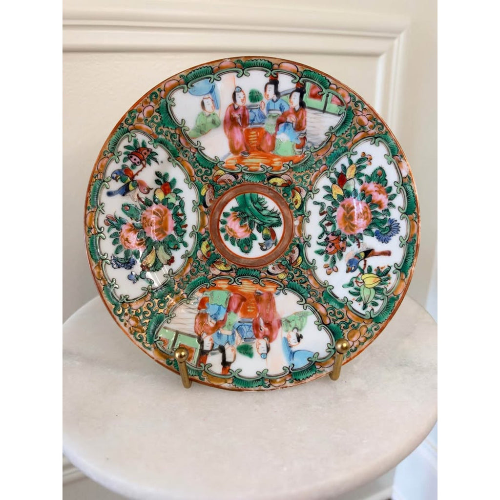 Chinese Export Famille Rose Medallion Porcelain Plate Pair 7" $100 a pair