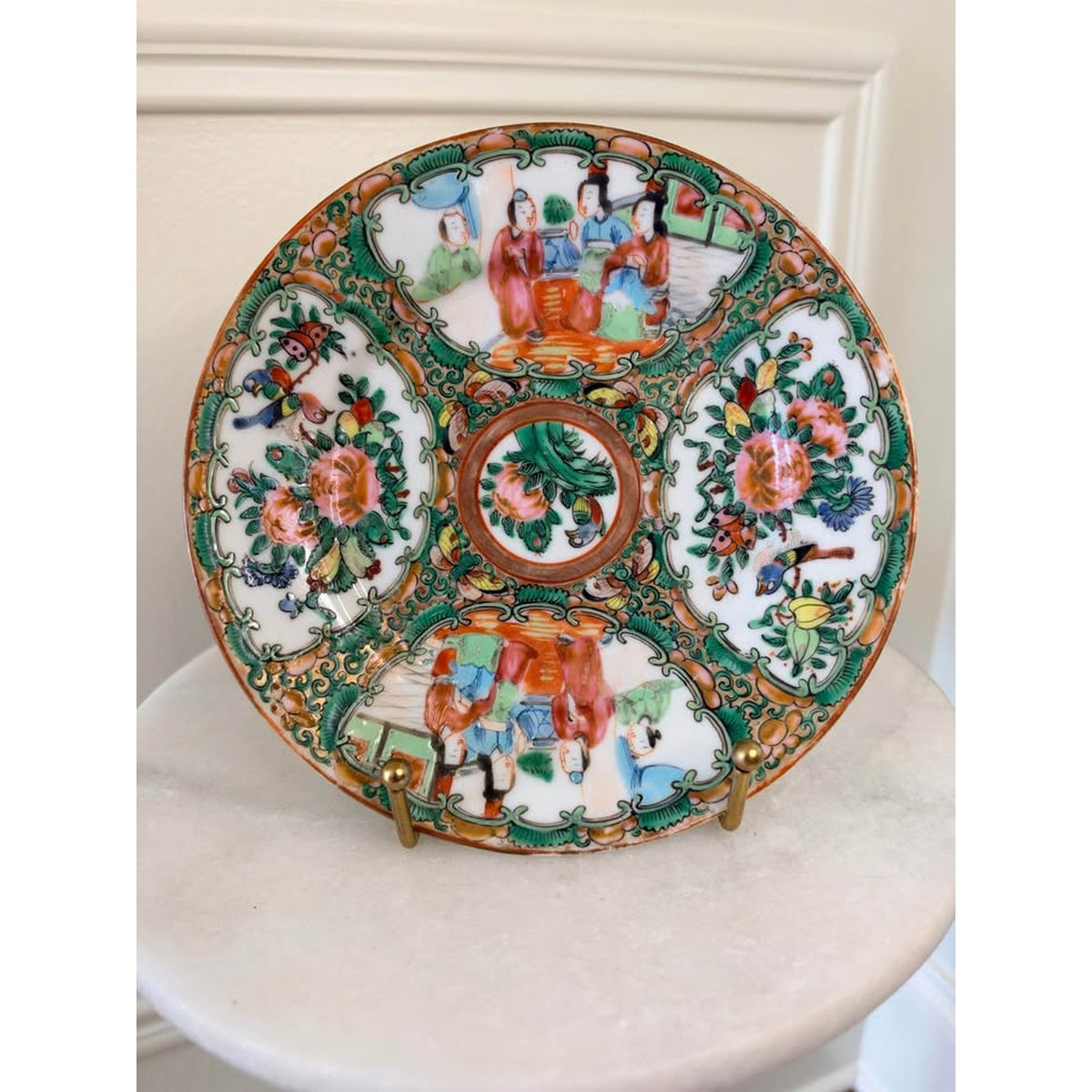 Chinese Export Famille Rose Medallion Porcelain Plate Pair 7" $100 a pair