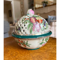Vintage Chinoiserie Style Porcelain Potpourri Bowl with Fruit Pierced Lid