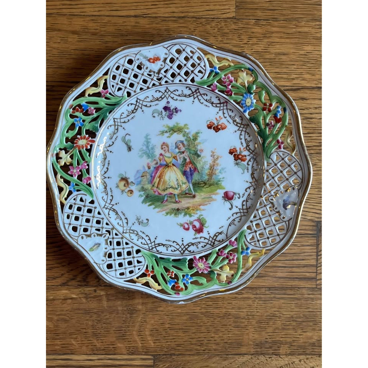 Royal Dresden Germany Reticulated Courting Couple Plate