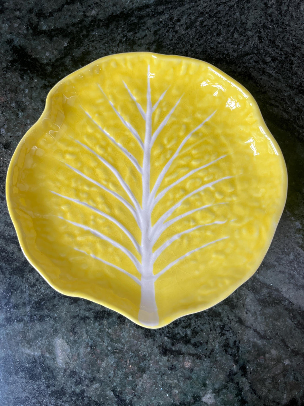 Pair of Vintage SECLA Portugal Yellow Cabbage Leaf Plates