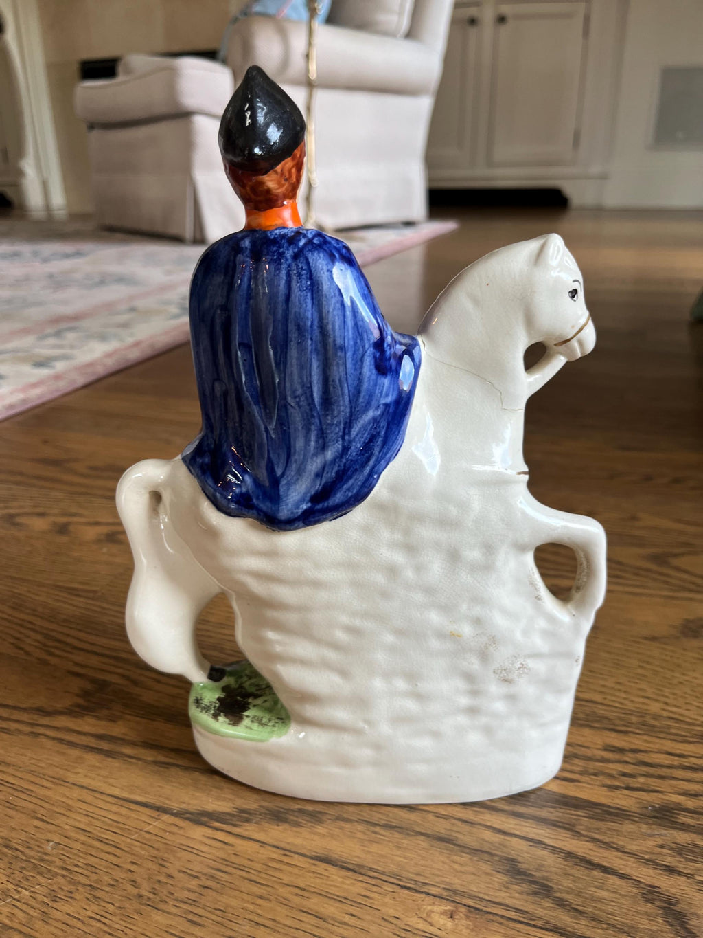 Antique Staffordshire Wellington Horse & Rider Figure