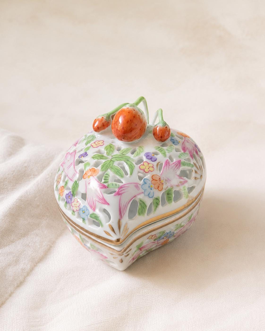 Vintage Royal Danube Strawberry Porcelain Trinket Box