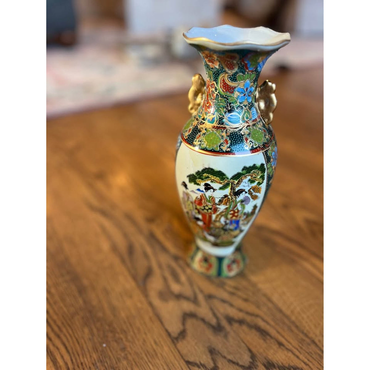 Vintage Japanese Satsuma Style Geisha Porcelain Vase