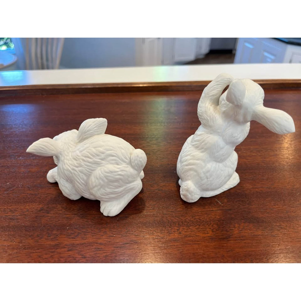 Vintage F. Atkins Porcelain Floral Chinoiserie Bunny Figurines