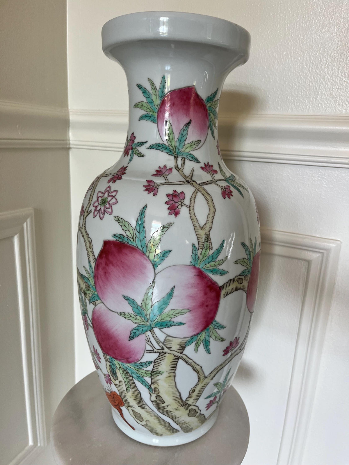 Chinese Pink Peach Blossom Porcelain Vase 18 inches Large