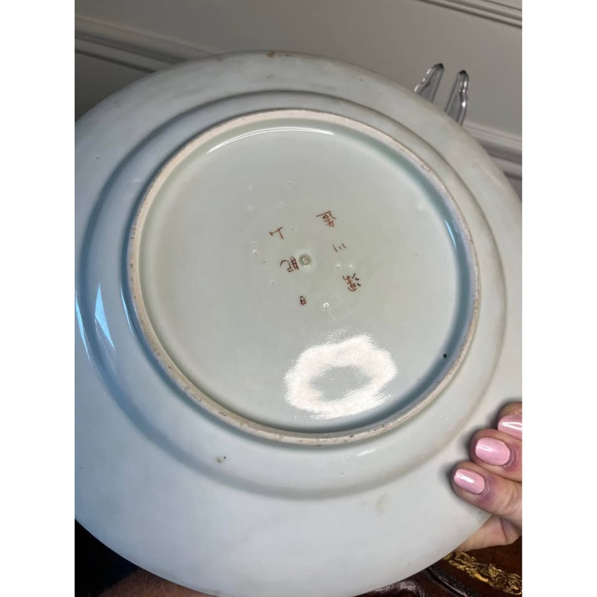 Pair Vintage Chinese Famille Rose Peacock & Floral Porcelain Plates