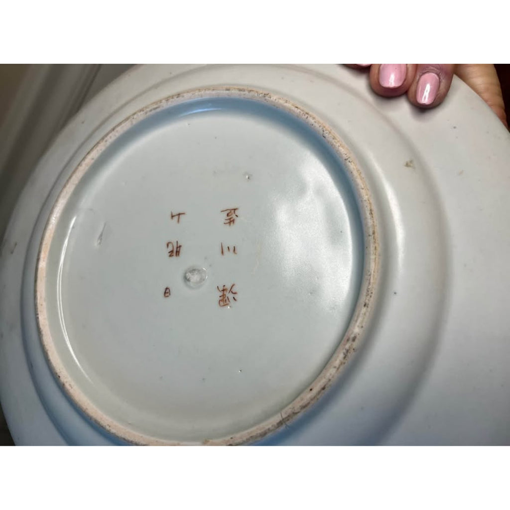 Pair Vintage Chinese Famille Rose Peacock & Floral Porcelain Plates