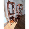 Pair of Vintage Bamboo Rattan Etagere Shelves 32 inch