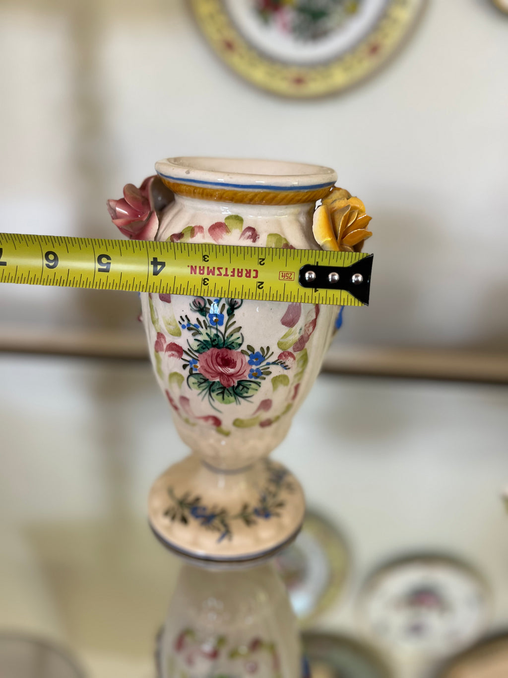 PAIR OF VINTAGE CAPODIMONTE FLORAL VASES