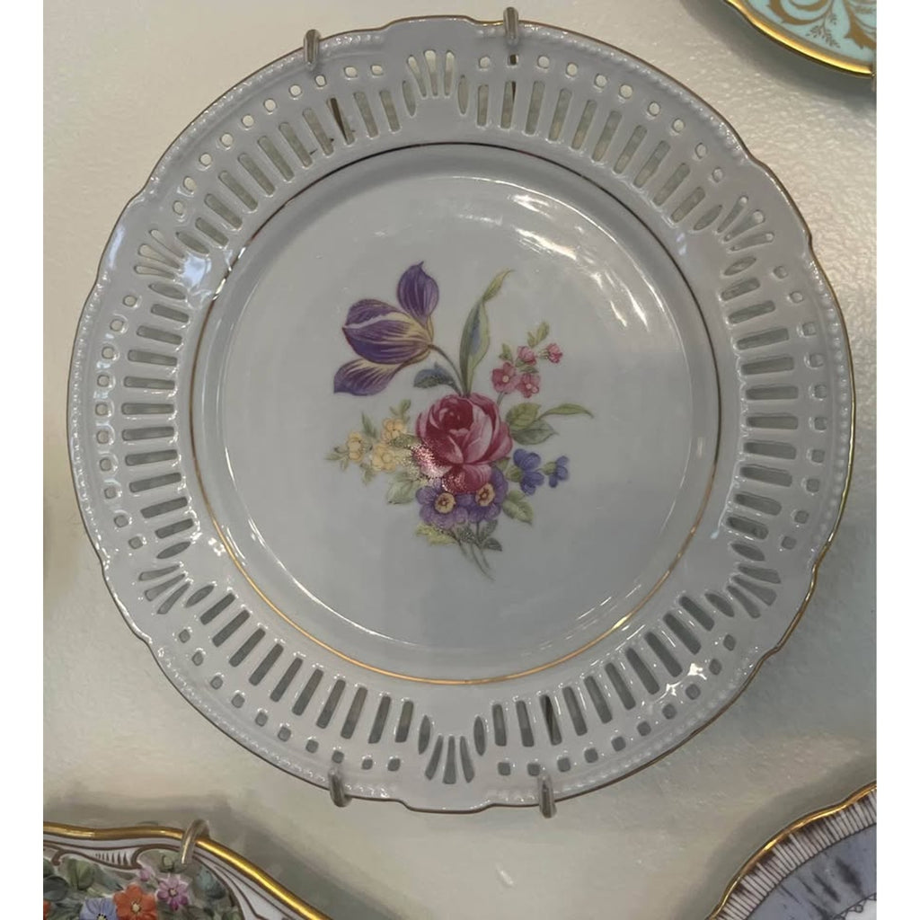 Vintage Schumann Arzberg Germany Reticulated Floral Porcelain Plate