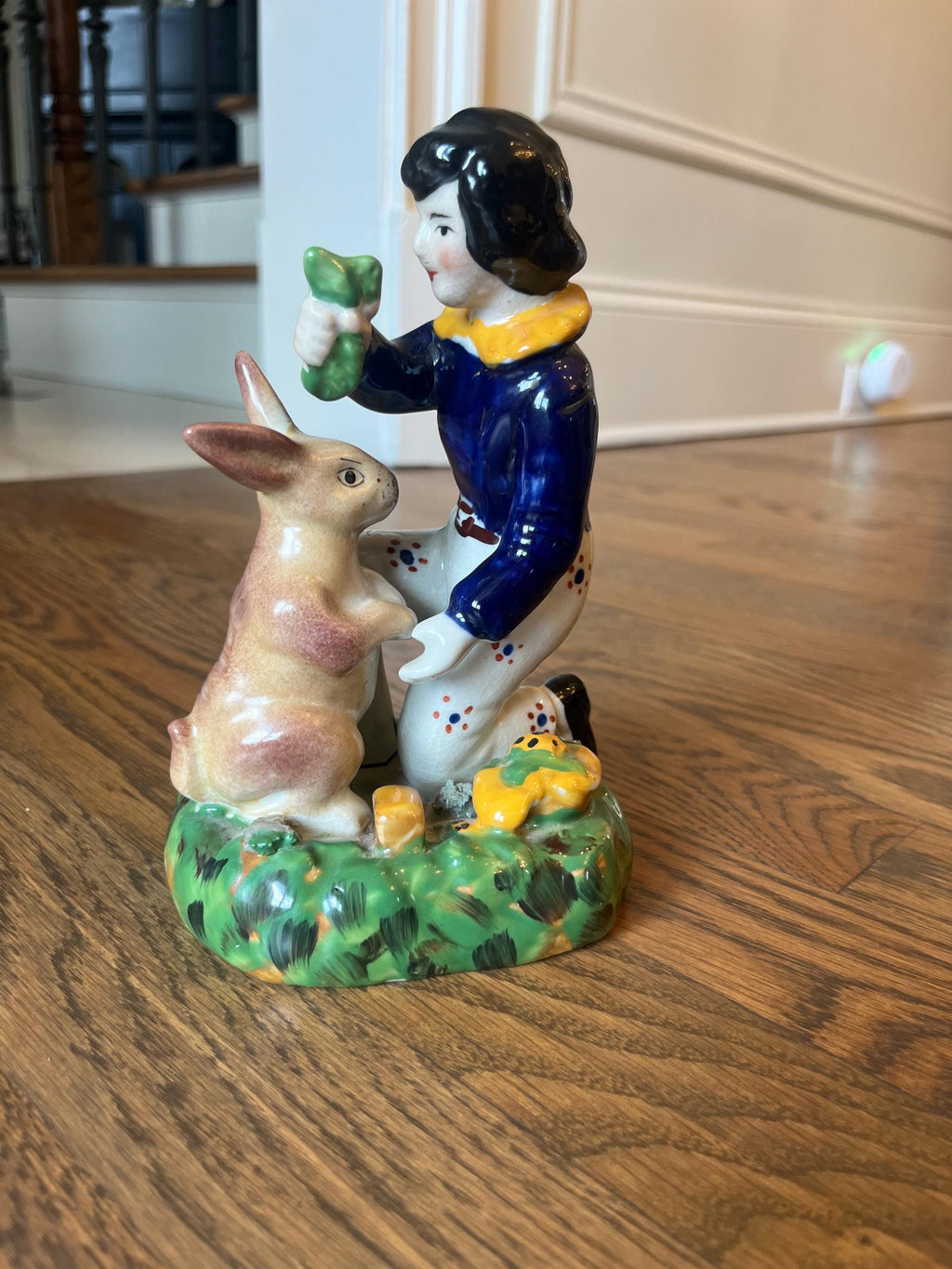 Vintage Staffordshire Style Boy & Rabbit Ceramic Figurine