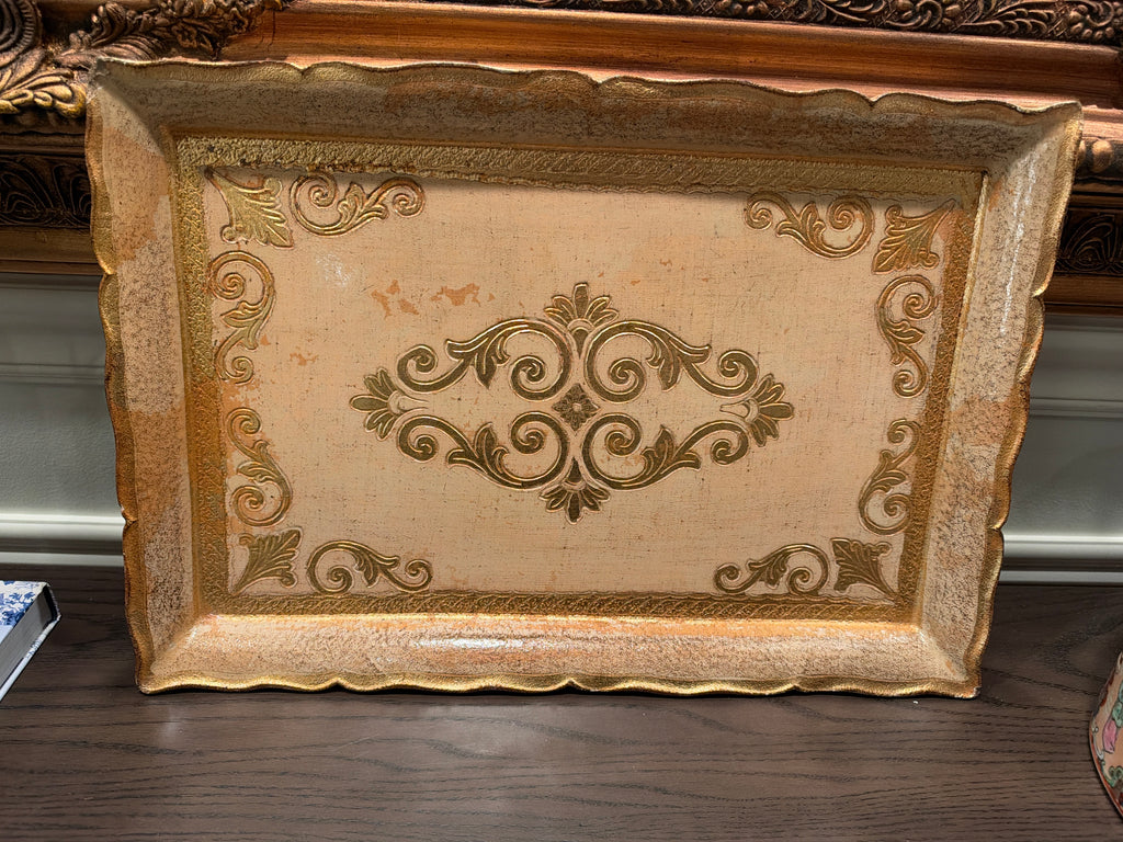 Gold White Florentine Style Decorative Tray