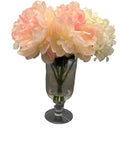 Pink & White Faux Floral Arrangement in Glass Pedestal Vase