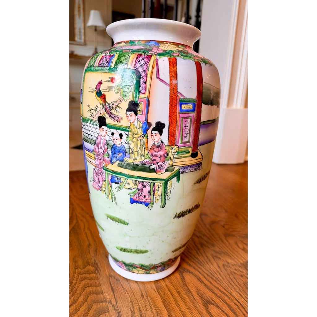 Large Vintage Chinese Famille Rose Porcelain Vase – 15” Chinoiserie