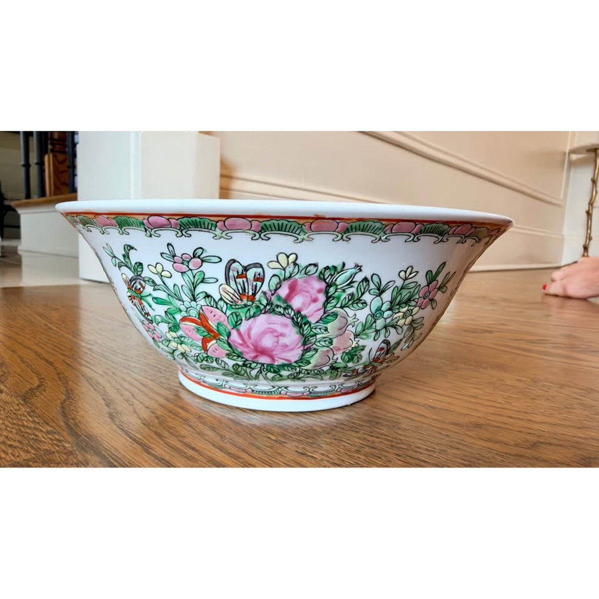 Vintage Chinese Rose Medallion Famille Rose Bowl – Pink Roses & Butterflies